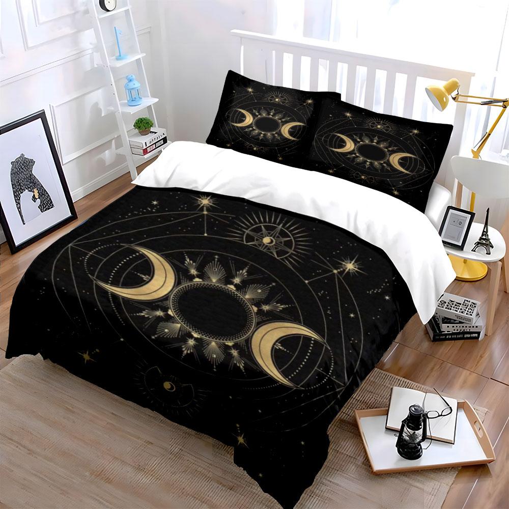Moon phases and stars. Bedding sets Duvet cover sets Duvet covers Pillowcases(1*Duvet Cover 2*Pillowcases without duvet insert)