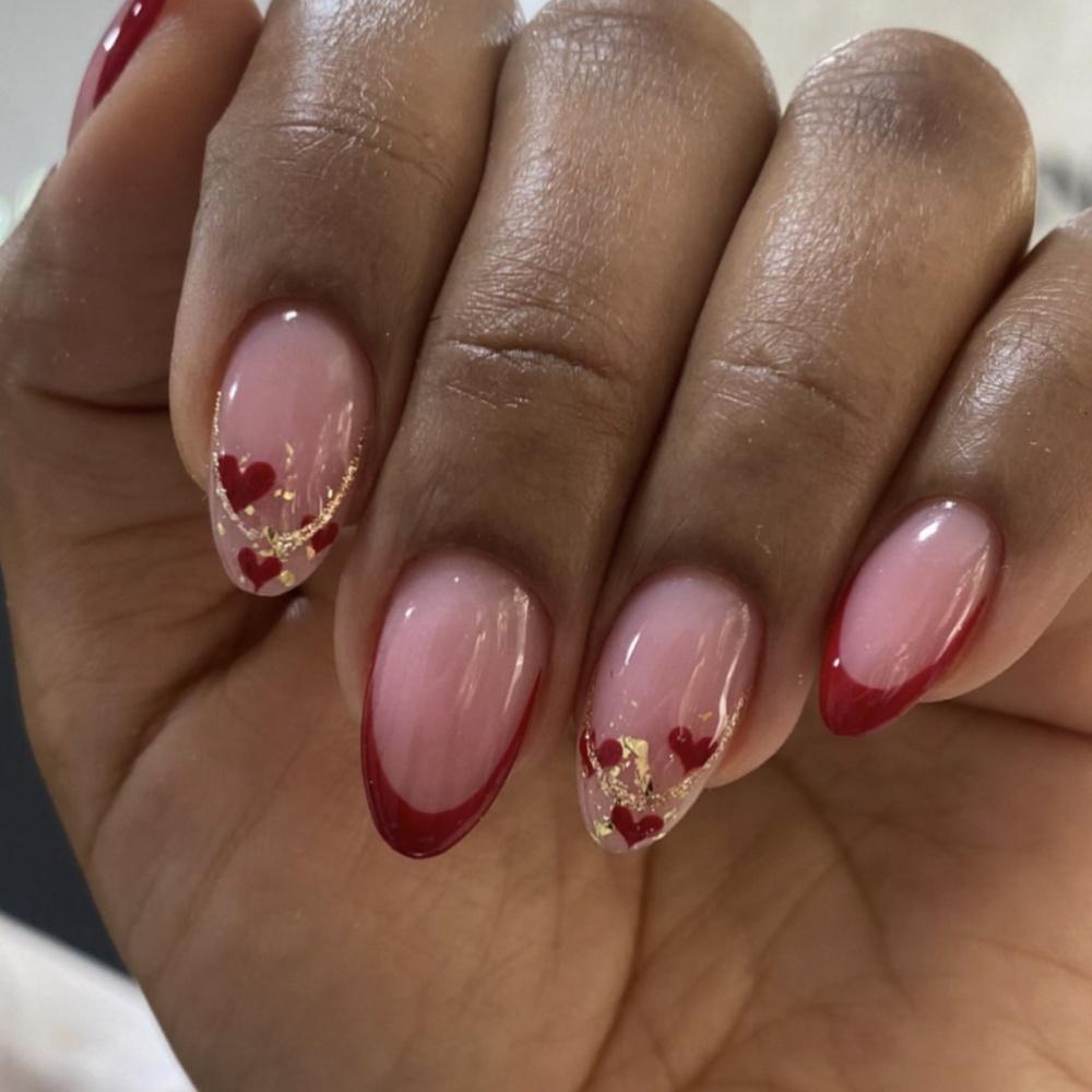 24 Peças Unhas Postiças Francesas Amêndoa Douradas Simples Ovais Cobertura Total Pontas de Unha Press-On Unhas Postiças Usáveis