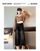 Girls' 2025 Korean Style Fleece-Lined Loose Wide-Leg Winter Jeans for Middle and Big Children