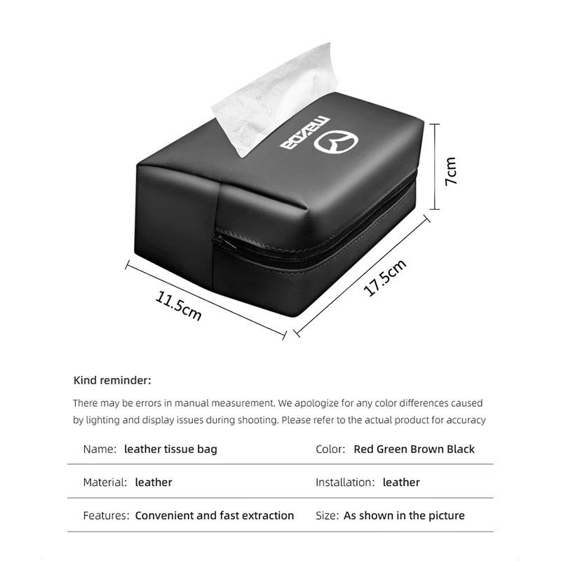 Car Tissue Box Leather Paper Towel Storage Bag Accessories For Mazda 2 3 6 5 Atenza CX3 CX5 MX5 CX7 Axela CX30 CX90 CX60 CX50