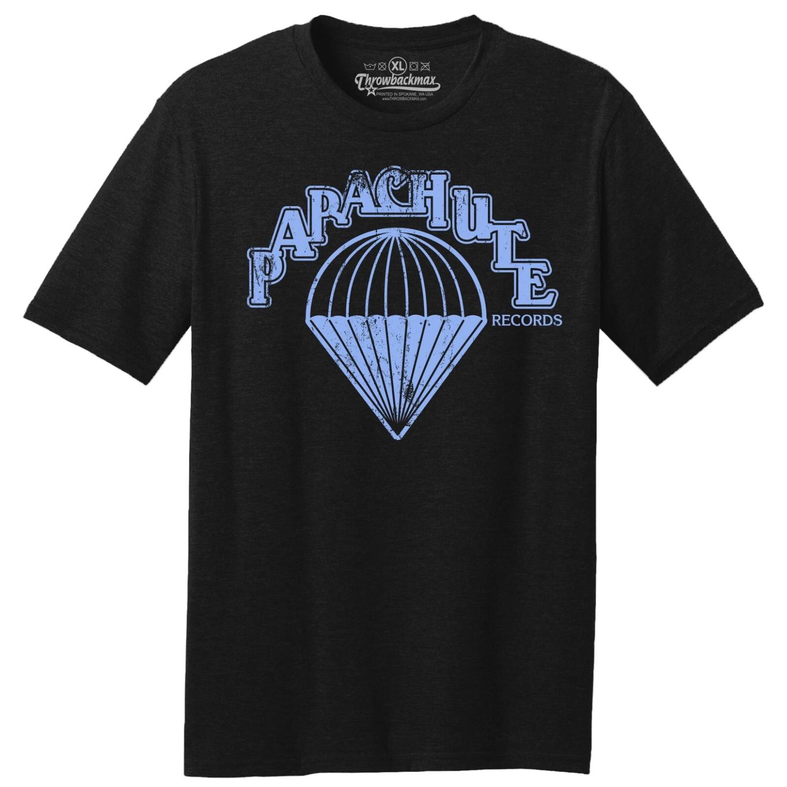 

Throwbackmax Parachute Record Label Classic Cut, Premium Tri-Blend Black T shirt 2XL