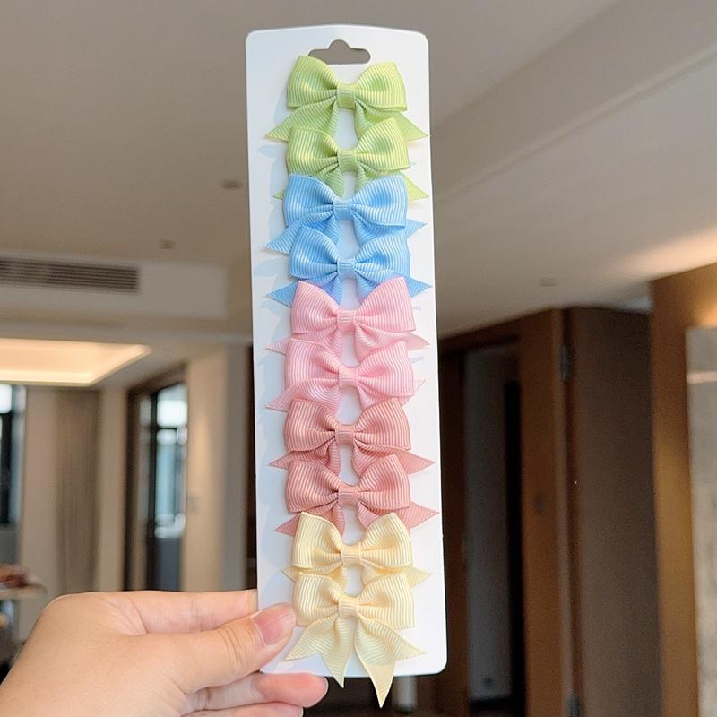 10Pcs/Set Colorful Grosgrain Ribbon Bow Hair Clip Girls Lovely Cheer Bowknot Hairpin Barrettes Headwear Baby Hair Accessories