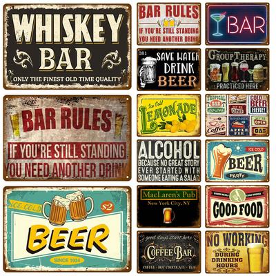 Vintage Plåtskylt Heminredningsartiklar Väggdekor Konst Väggmålning Rumsdekorationsartiklar Dekor Män Retro Metallskylt Plåt Bar Affischer