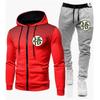 Mens Hooded Zip-Up Sweatshirt Set Casual Sportswear Long Sleeve Tracksuit Running Gym Outdoor