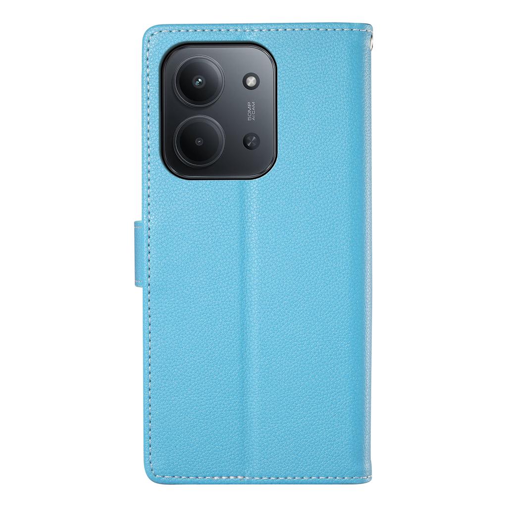 For Xiaomi Redmi 15C 5G (EU) (173mm)/4G (EU) (173mm) Case Magnetic Snap Litchi Texture Leather Wallet Phone Cover with Wrist Strap