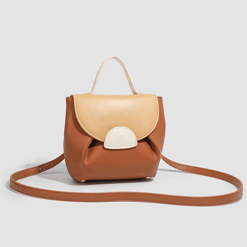 New Fashion Contrasting Colors Retro Texture Mini Commuter Street Portable Design Simple and Versatile Daily Compact