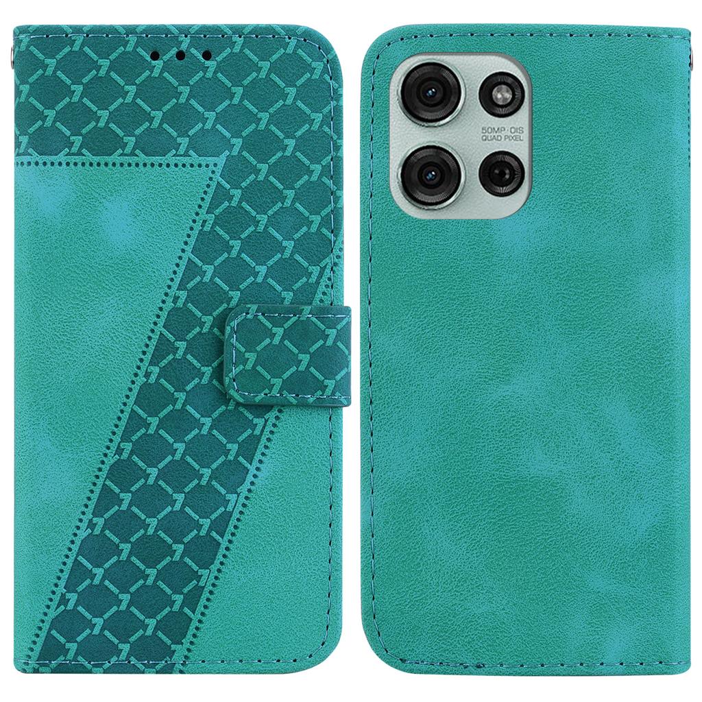 For Motorola Moto G75 5G Stand Case 7-Shaped Pattern Imprint Leather Phone Cover