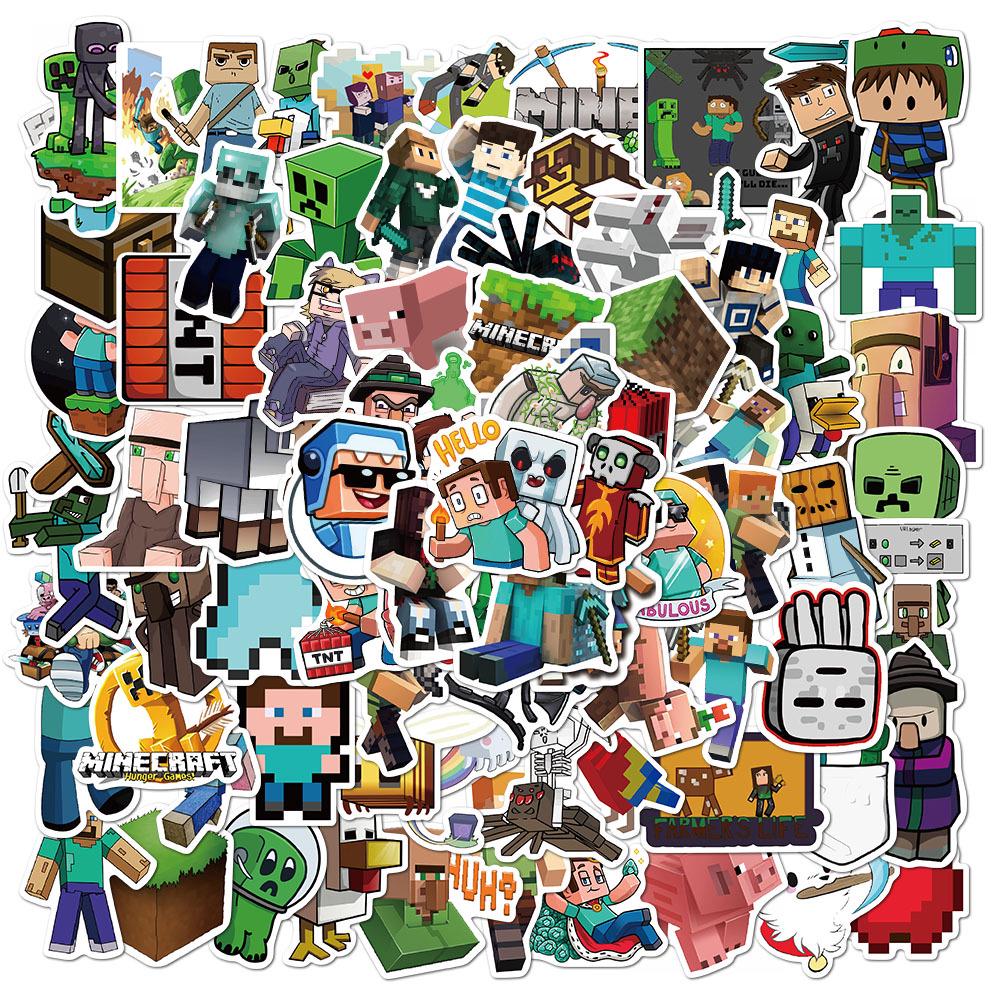 Minecraft Game 100pcs Stickers Diy Waterproof Lapyop Bike Luggage Decal Suitcase