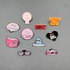 European & American Cartoon Pink Camera Brooch with English Letter - Metal Badge Gift