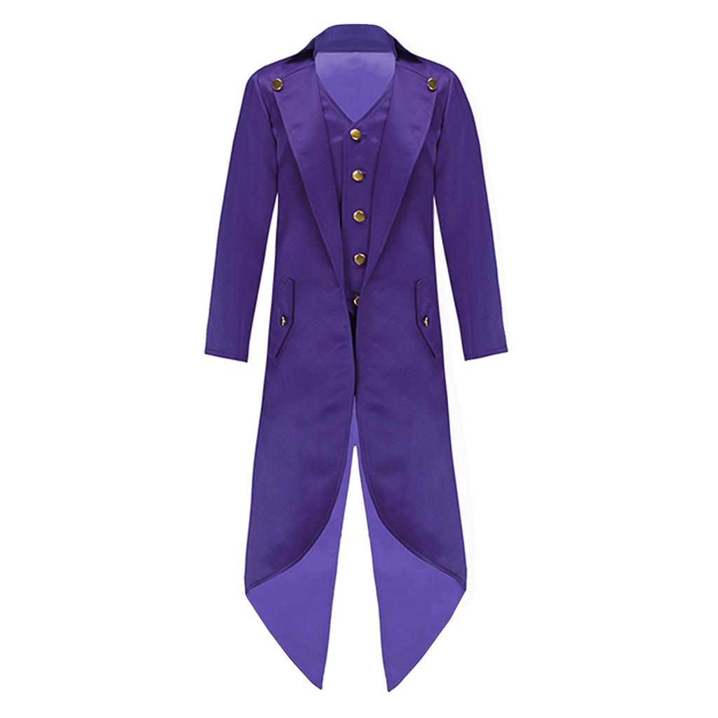 Boys Girls Steampunk Tailcoat Victorian Jacket Retro Gold Buttons Fake Two Piece Renaissance Costume Set