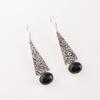 Natural Black Tourmaline 925 Sterling Silver Jewelry Handmade Earrings 1.9" EE-165-30