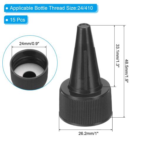 PATIKIL 24/410 Twist Flaskekorker, 15-delt sett, Svarte plastkorker med riflet kant for klemflasker, erstatningskorker med skumpakninger for malingslokk og lim Di