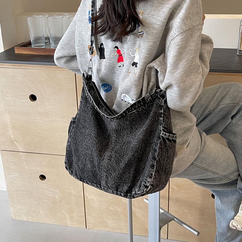 Fashi Denim Sewing Thread Solid Interior Compartment Shoulder Bags 2026 High Quality Bags for Women Zipper Women's Handbags