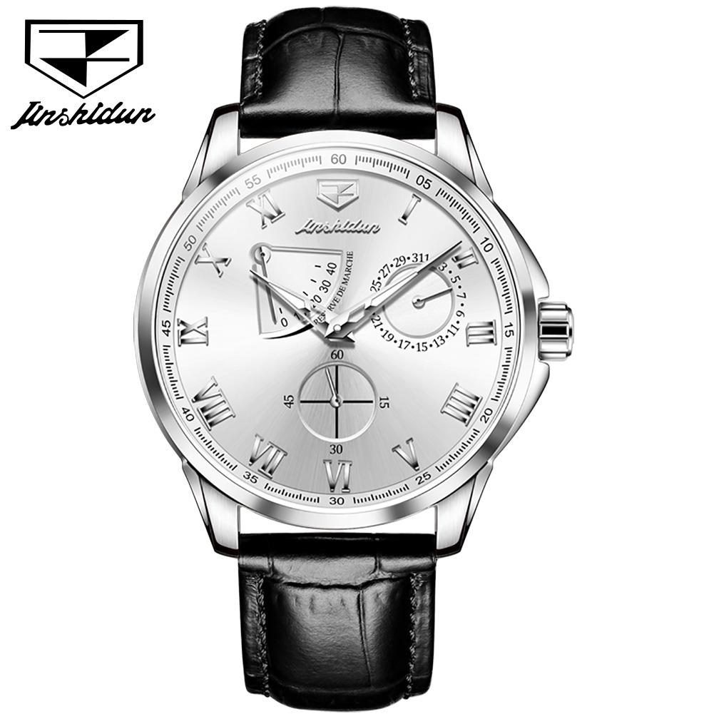 JINSHIDUN Multi-functional Hollow Pointer Fashion Small Second Dial Fully Automatic Mechanical High-end Men's Watch