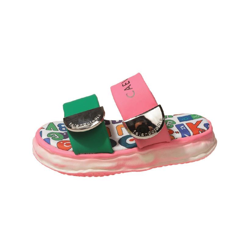 

Fashion High Quality Fashionable Womens Slippers For Summer 2025 New Color Blocked Thick Soled Trendy Casual Sandals Zapatillas De Mujer 35 розовый