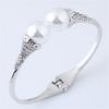 Stylish, Simple and Elegant Pearl Personality Women's Open Bracelet, Metal Sparkling Rhinestone Jewelry