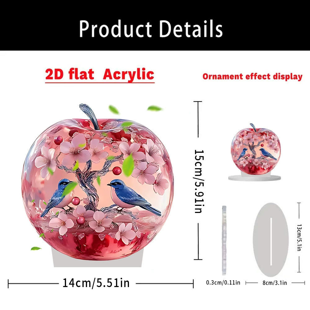 2D Acrylic for Apple Landscape Pattern Decorative Ornament for Home Living Room Entrance Tabletop Decoration