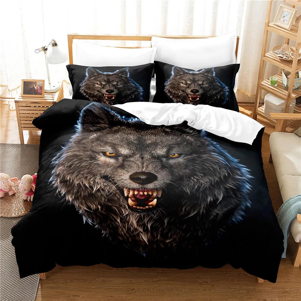 Hot Bedding Set Adults Winter Duvet Cover Sets Kids,twin Full Queen King Bedroom Set 3D Wolf, Tiger, Lion Housse De Couette