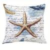 Vintage Starfish Shell Pillow Covers Illustration Pattern Cushion Covers Single Sided Coastal Nautical Decorative Home Decor