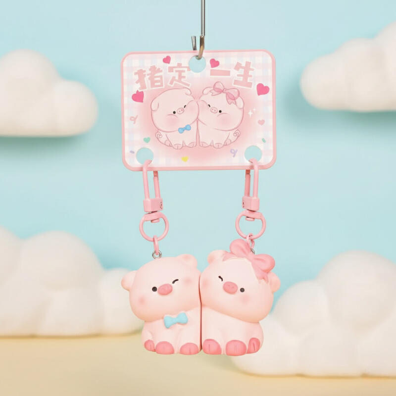 Hugging Pig Couple Magnet Magnetic Keyring Keychain