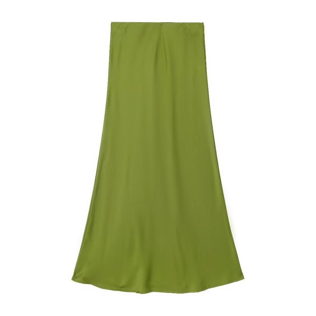 European and American style, new women's clothing, fashionable, casual silk satin texture Midi skirt 5427/453