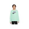 Nike Kids Alphabet Logo Crew Neck Casual Sport Pullover Sweatshirt Unisex Tops Light-Green CV9297-379