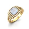 6MM Cushion Natural Moonstone 925 Sterling Silver Gold Vermeil Solitaire with Accent Women Ring