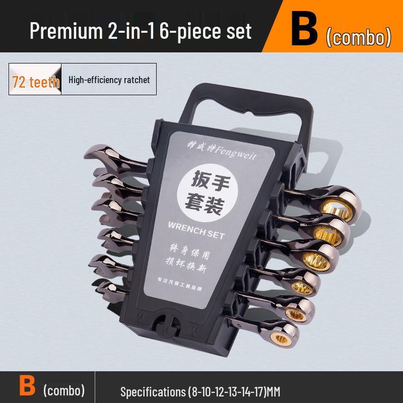 6-32mm Quick-Open Double-Ended Ratchet Wrench Set for Auto Repair