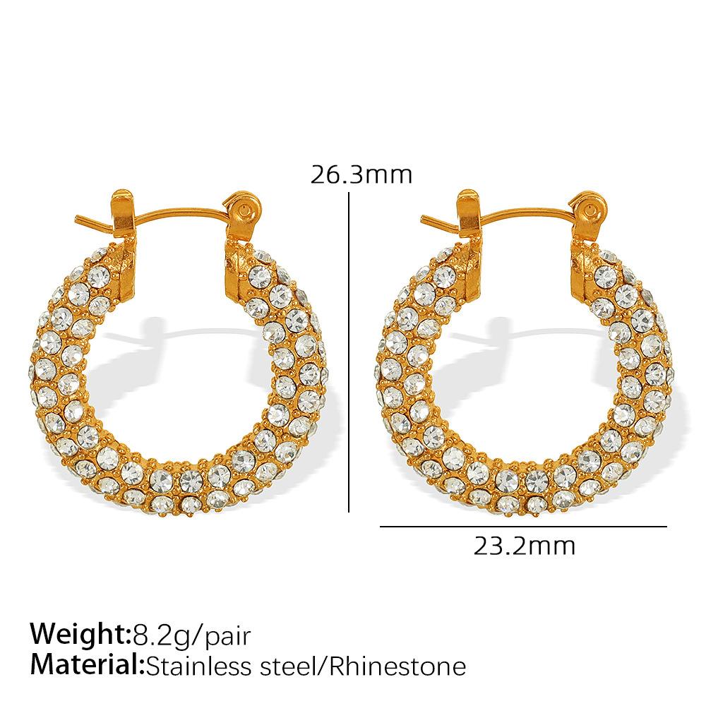 Hot Sale Full of Pearl Rhinestone Earrings Stainless Steel Earrings Versatile Jewelry Women