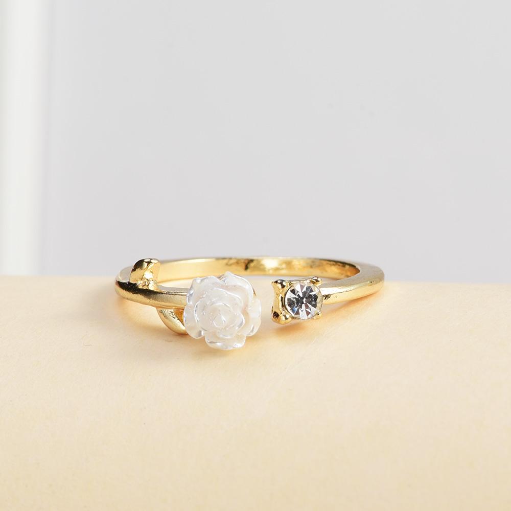 1PCS Camellia Opening Adjustable Ring
