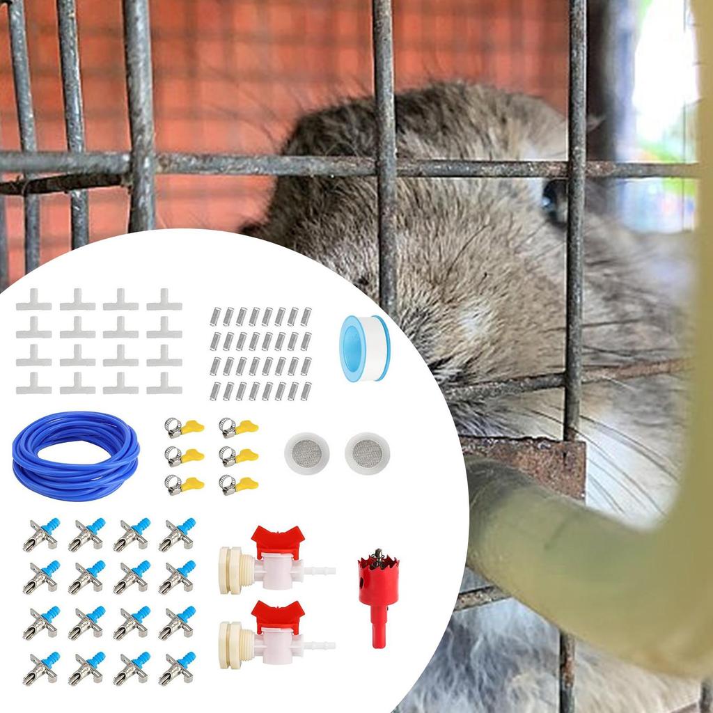 Bunny Watering Nipple 16 Pieces Nipple Drinker With 32.8ft Hose Leakproof Pet Waterer Kit For Cage Bunny Ferret Poultry Small