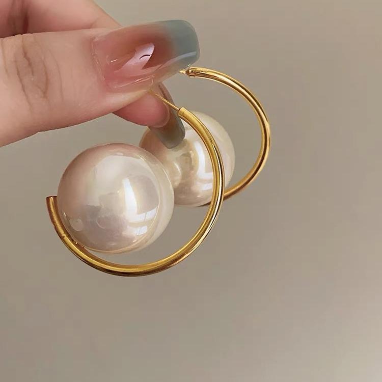 Francouzské retro geometrické náušnice s perlou - Exagerovaná high-end móda pro ženy