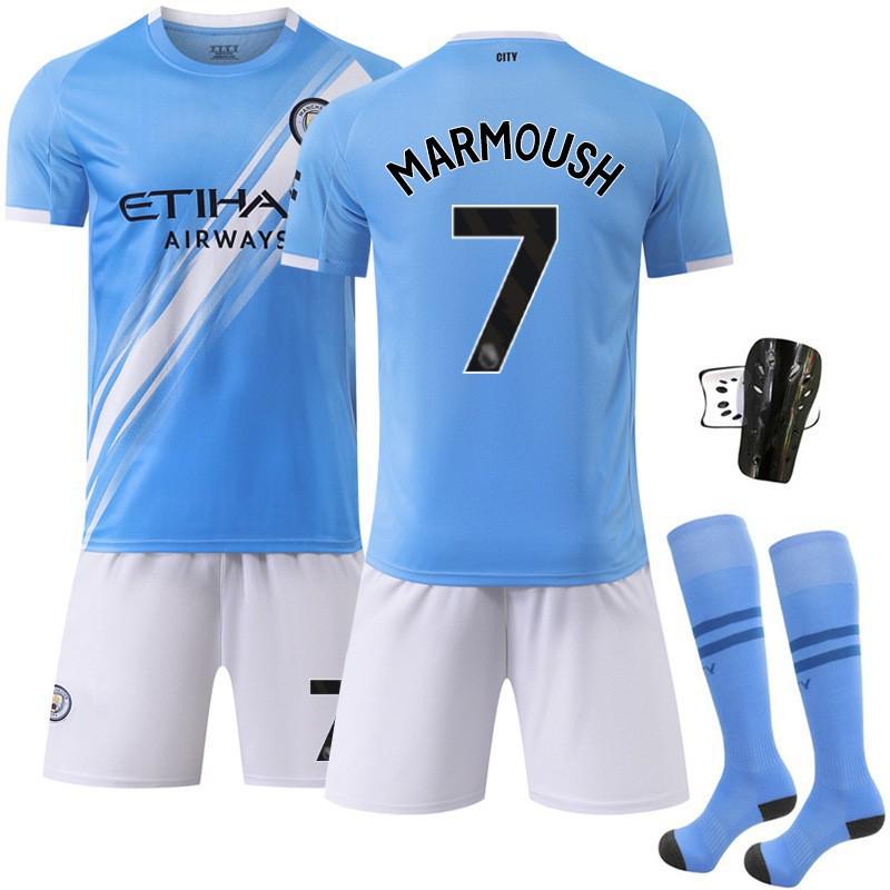 26 Casa del Manchester City N.. 9 Harland Jersey 47 Forden 11 Doku 17 De Braunet Set Uniforme Calcio Bambino