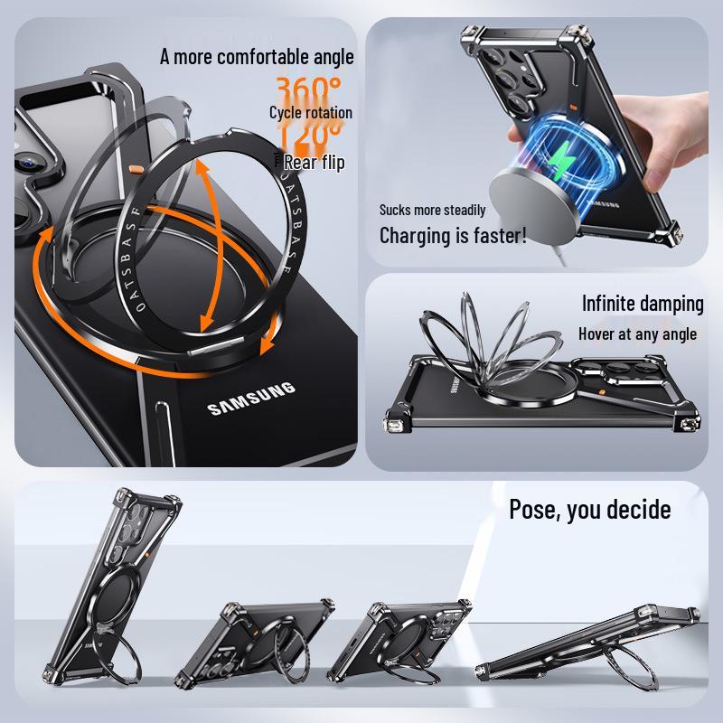 Ultra-thin ZShell Magnetic Stand Case for Samsung S24 Ultra - Metal Borderless Design