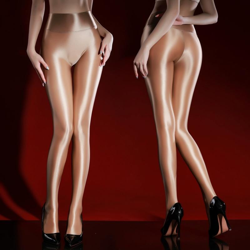 Women Oil Shiny Fitness Yoga Leggings 80D Soft Satin High Waist Shaping Pantyhose Spring Autumn Tights Pole Dance Clubwear