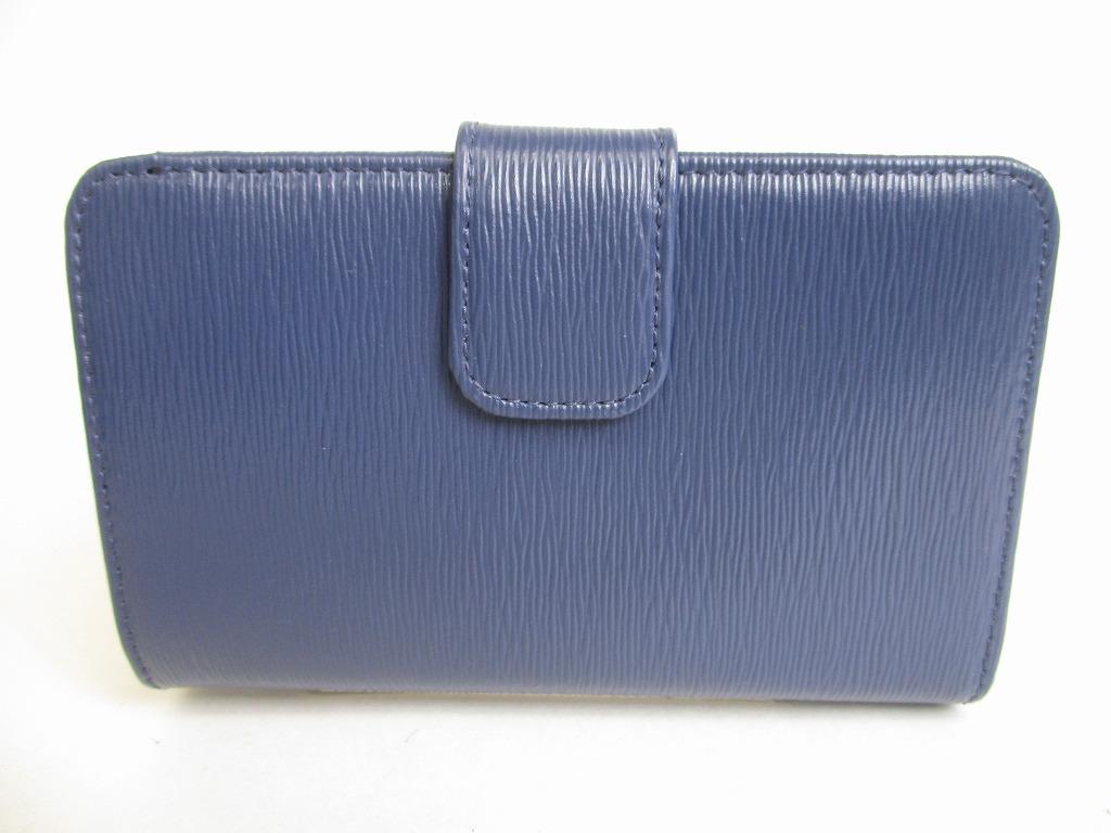 Authentic PRADA Saffiano Blue Leather Bifold Wallet Compact Wallet #8777  Open Box