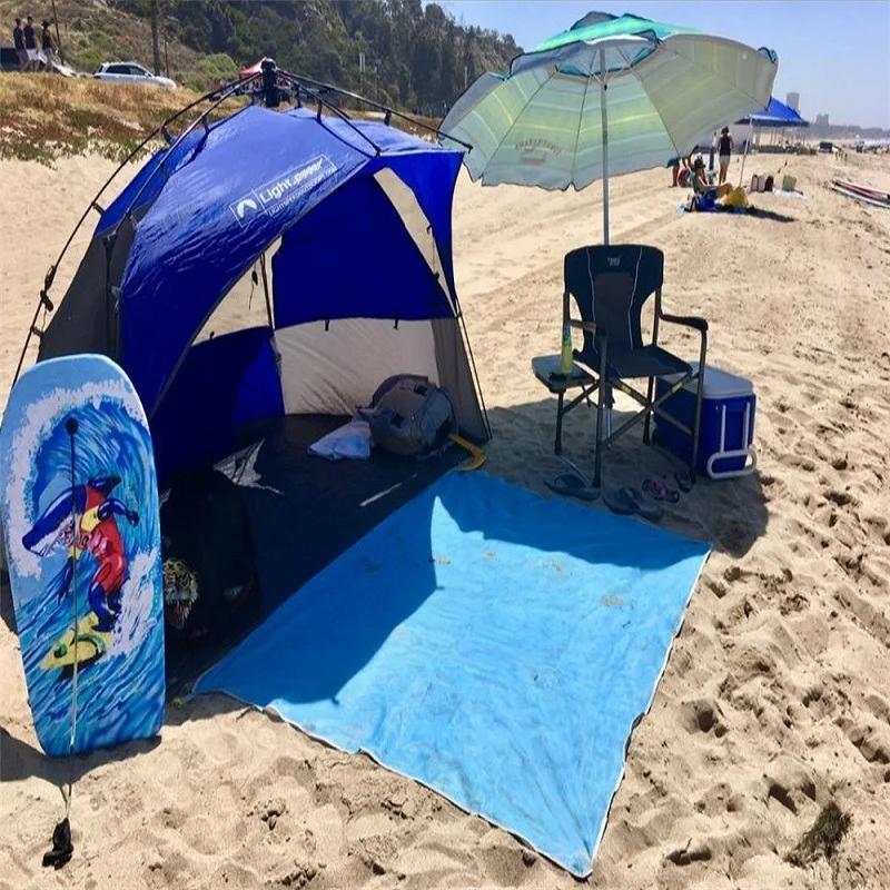 2X2M Beach Mat Portable Magic Sand Towels Sand- Beach Blanket Oversized Pocket Picnic Wind Prevent Proof Large Beachtowel