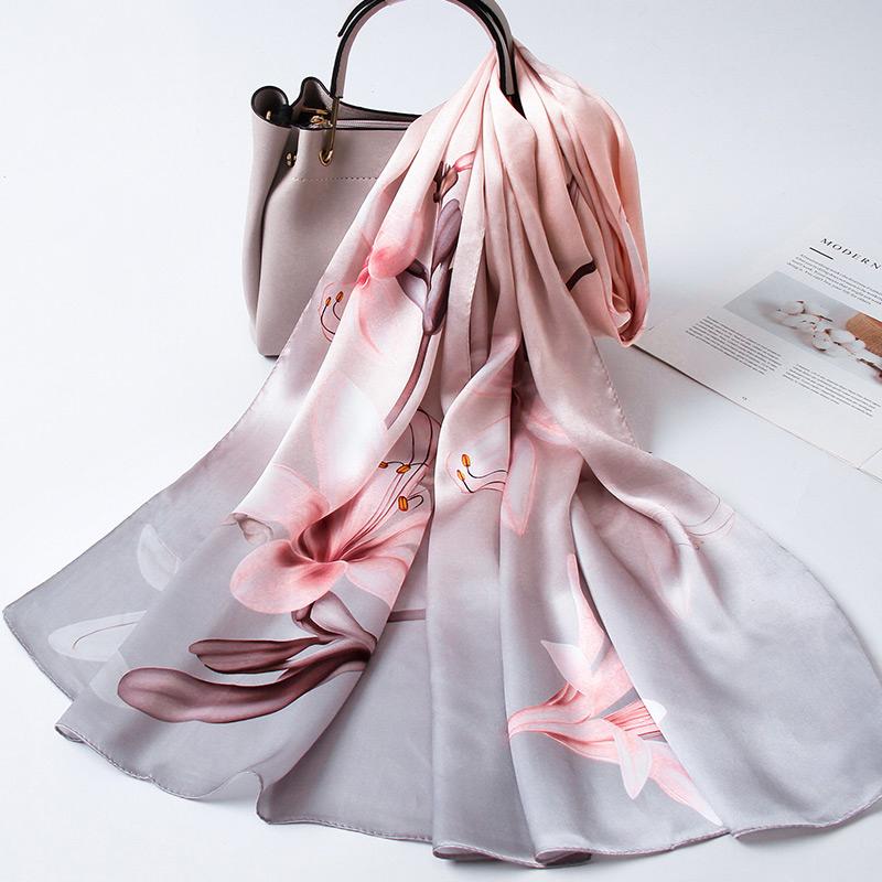 Sciarpa Lunga 100% Seta Donna Lusso Shawl in Raso di Seta Naturale Foulard Sottile Primaverile per Capelli Sciarpa da Collo in Vera Seta di Hangzhou