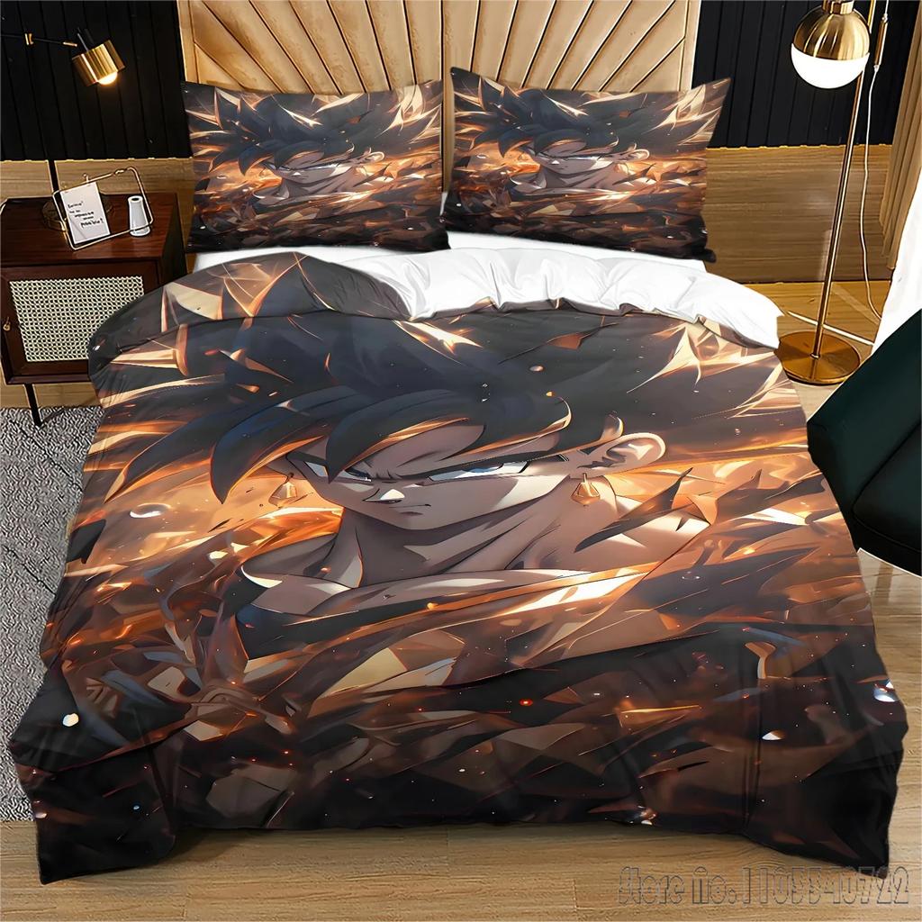 Anime 3D Pattern Dragon Ball Bedding Set Child Baby Duvet Cover Sets Bedclothes Twin Single King Kids Adult Gift