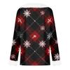 Women's T Shirt Tee Christmas Shirt Long Sleeve Party Christmas Print Fleece Collar V Neck Top