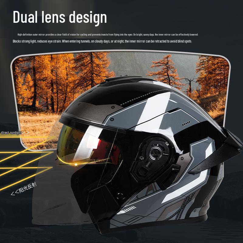 3C Certified Dual Lens Motorcycle Helmet for All Seasons – Unisex, Half and Full Face Options for Winter Riding