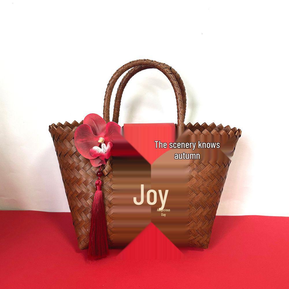 Bridal Woven Basket Handbag with Candy Box for Bridesmaid & Guest Gifts