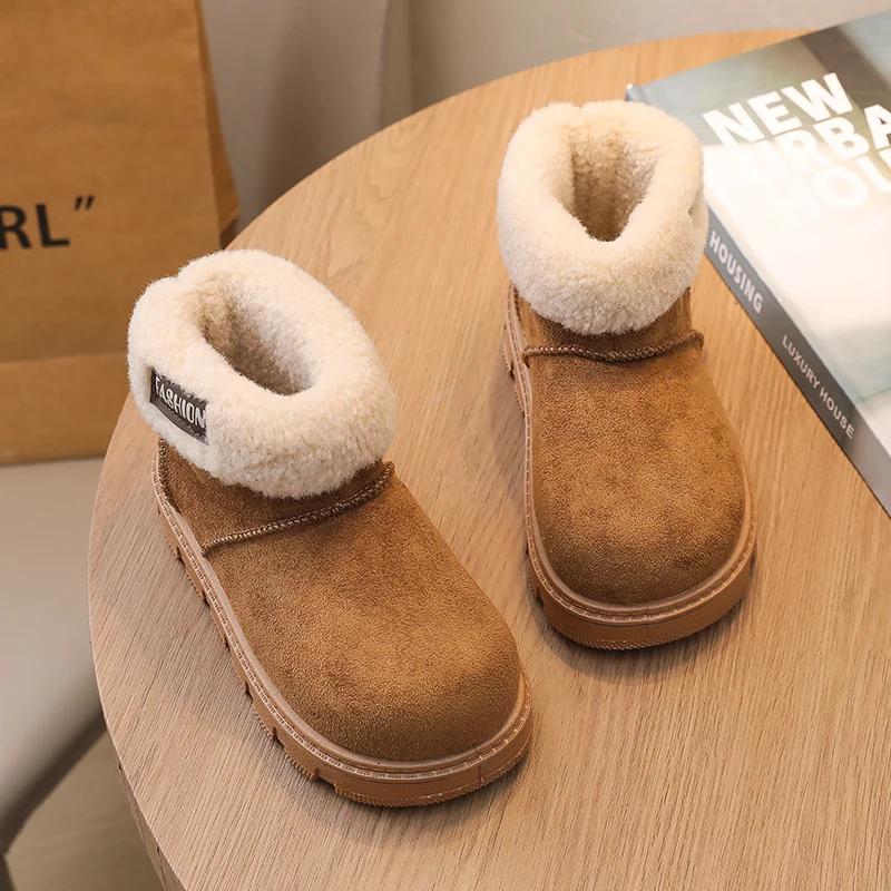 Winter Toddler Outdoor Ankle Boots   Kids Furry Hairy Snow Boots for Girls Non-slip Warm Children's Causal Plush Boots