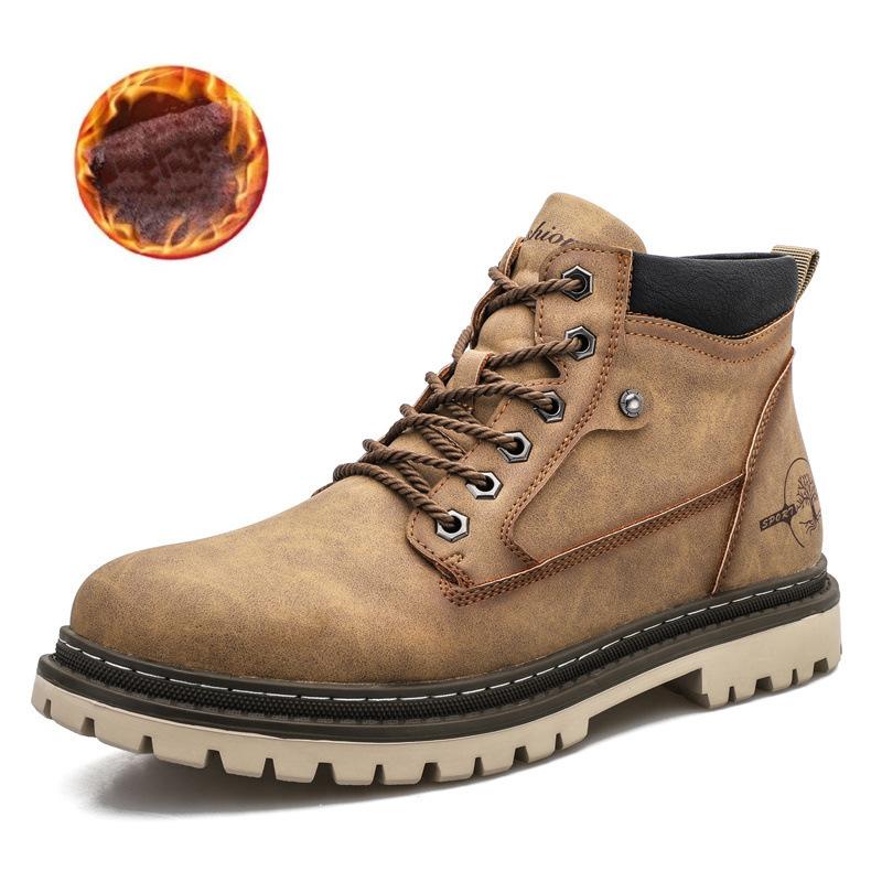 Pánské vysoké nadměrné podzimní a zimní pánské kožené boty Britské boty Pánské ležérní pracovní boty, Vysoké semišové boty
