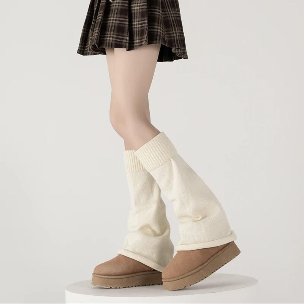 Spring Summer Slouchy JK Spice Girl Knitted Japanese-style Y2K Micro-flare Slim Wide-leg Subculture Calf Simple Leg Warmers