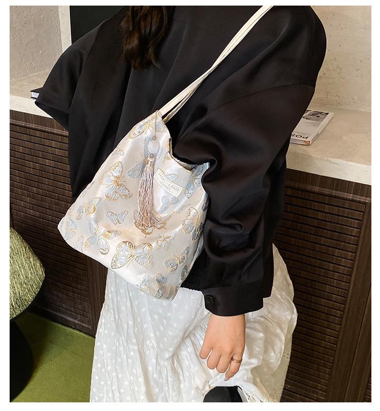 2025 Summer Women's Butterfly Embroidery Bucket Bag - Stylish Underarm Shoulder Bag