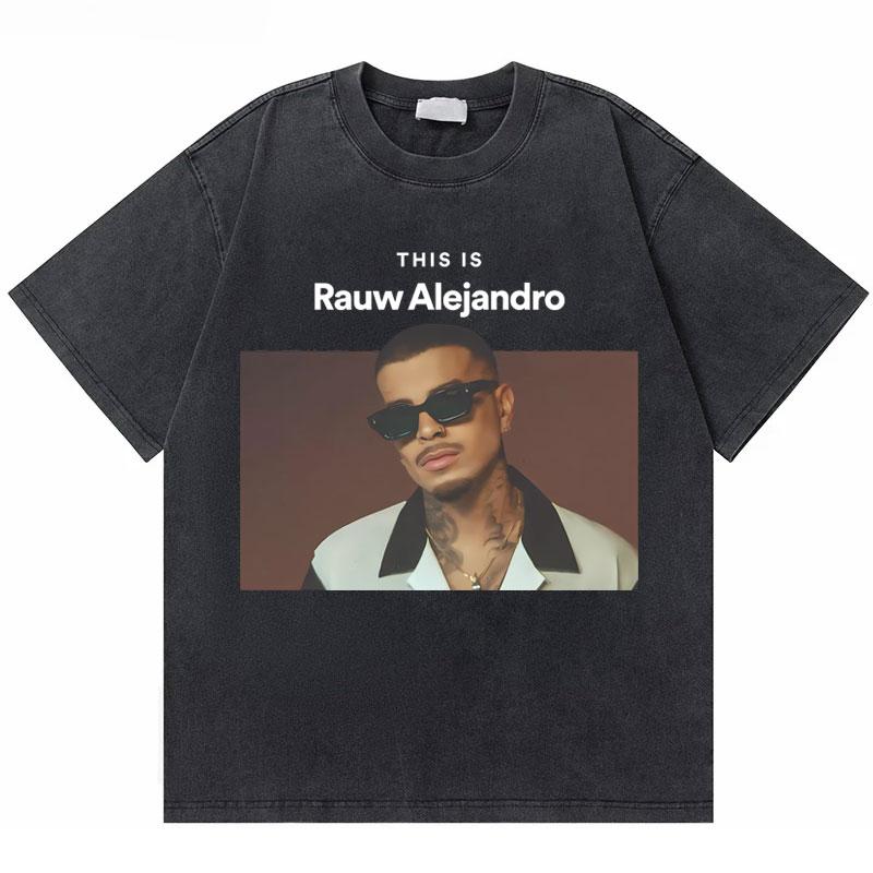 Rapper Rauw Alejandro Cosa Nuestra Vintage Washed T Shirt Men Women Hip Hop Fashion Pop Music Tshirt Mens Oversized Tshirts