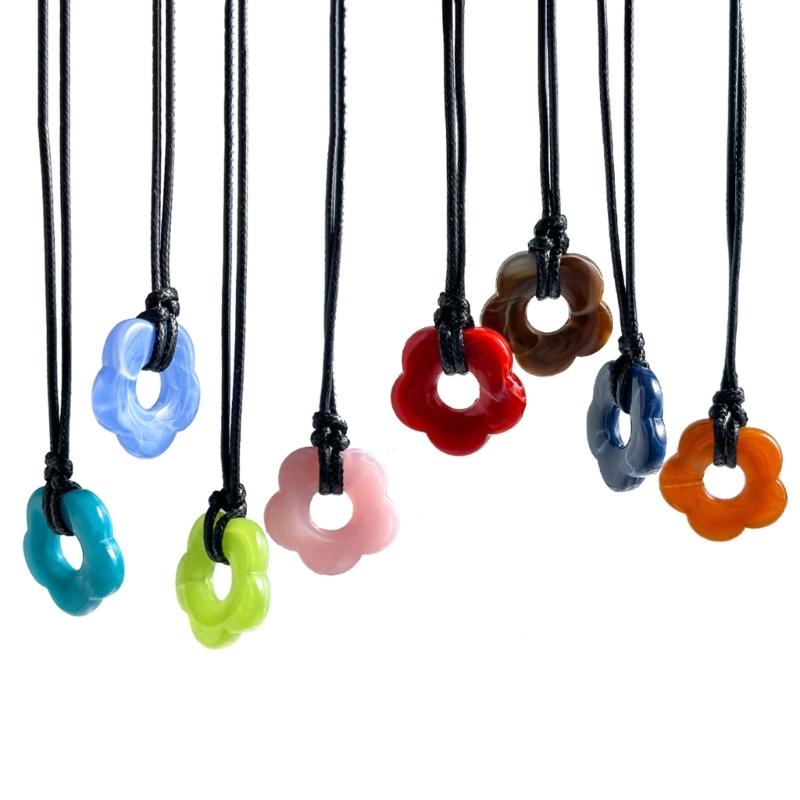 Bunte Blumen-Anhänger-Halskette für Frauen Freundin Geschenk Harajuku Harz Pflaumenblüte Choker Jahrestag Y2K Schmuck 2026 Trend