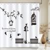 Nordic minimalist art printing Shower Curtain, Waterproof Fabric Flower and leaf Bird pattern Bathroom Curtain for Bathtub Decor