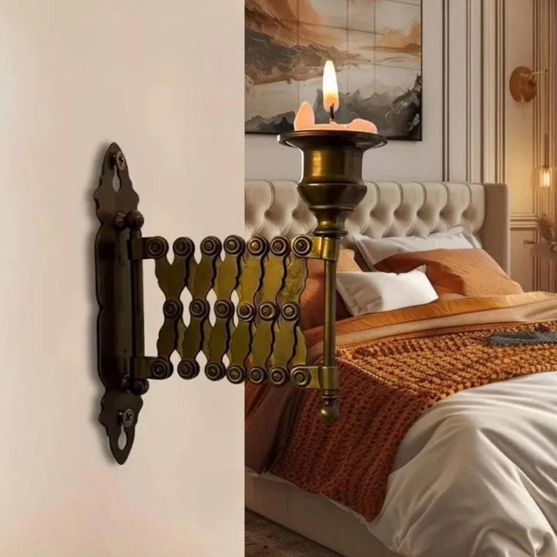 Vintage Style Extendable Taper Candle Holder Wall Mounted Candlestick Rack Decor